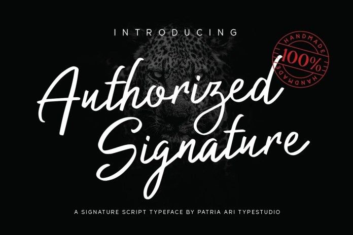 一款手写英文字体Authorized Signature Font
