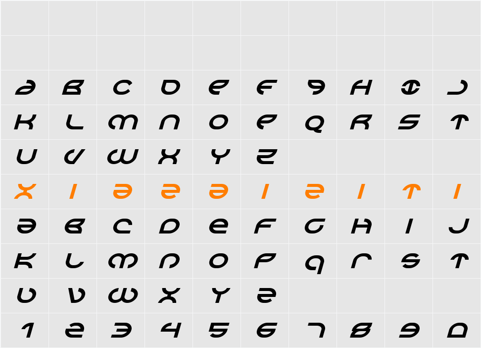 Aetherfox Italic 字符映射表