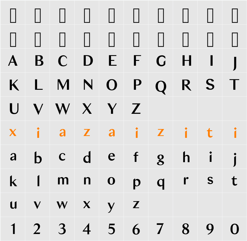 Bagnard Sans Regular 字符映射表
